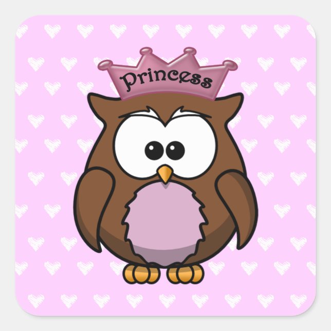 princess owl square sticker (Front)