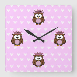 princess owl square wall clock