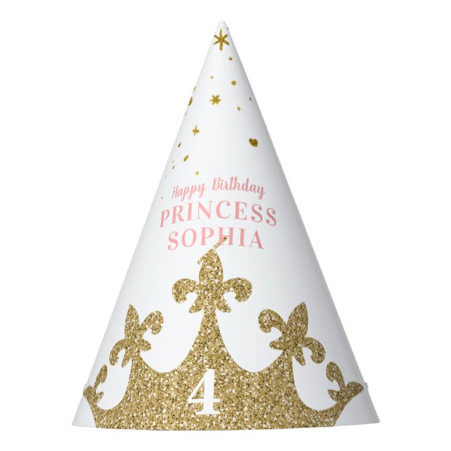 Princess Party Crown Tiara Personalized Birthday Party Hat (Front)