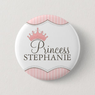 Princess Party Personalized Crown Button