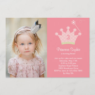 Princess Party Photo Invitation d'anniversaire