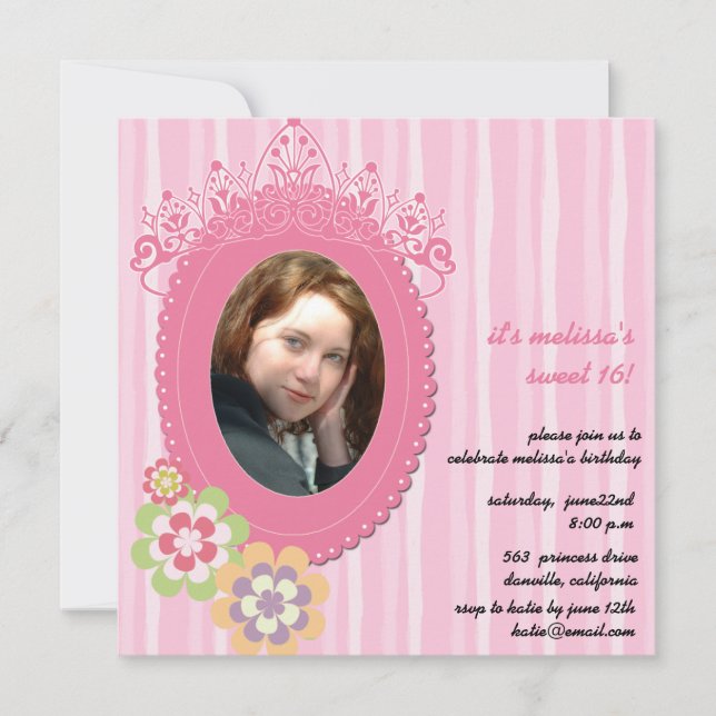 Princess party - sweey 16 birtday invites (Front)