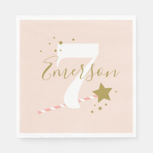 Princess party with age kids birthday napkin
