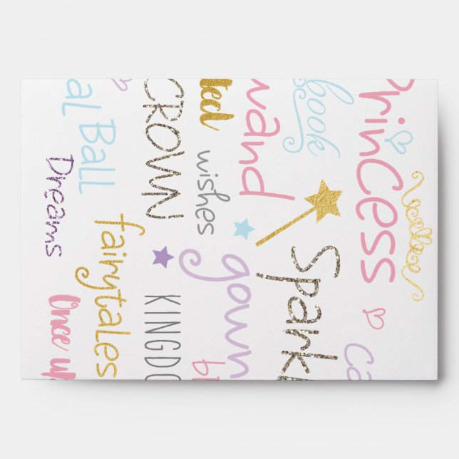 PRINCESS PARTY Words Anniversaire Enveloppe Invita (Devant)