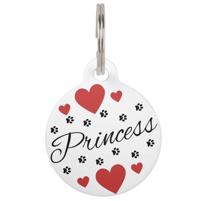 Princess Paws and Hearts Pet Tag (Front)