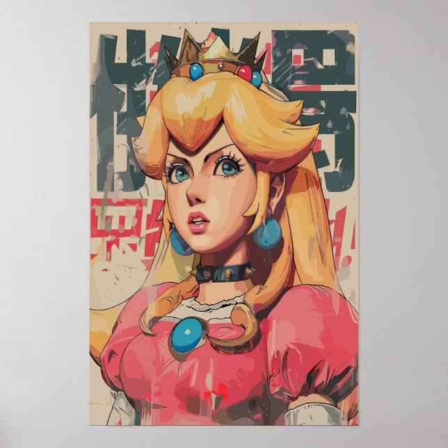 Princess Peach Japanese Art Style Poster (Front)