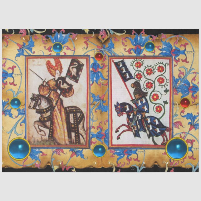 PRINCESS PENTHESILEA AND BLUE KNIGHT ON HORSEBACK  TISSUE PAPER (Front)