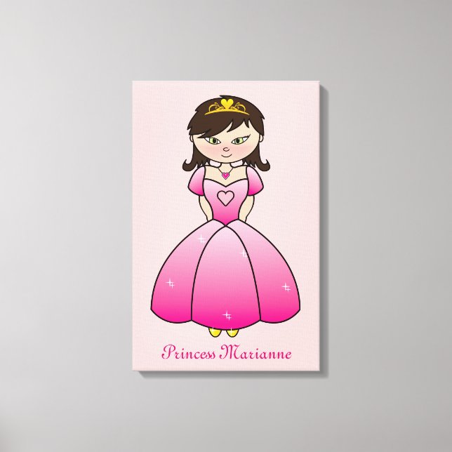 Princess Personalized Girls Room Canvas Wall Art (Front)