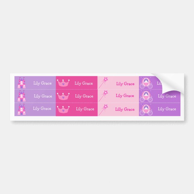 Princess Personalized Kids Name Waterproof Labels (Front)