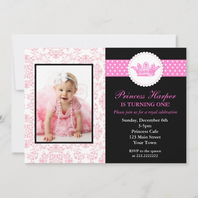 Princess Photo Birthday Invitations (Front)