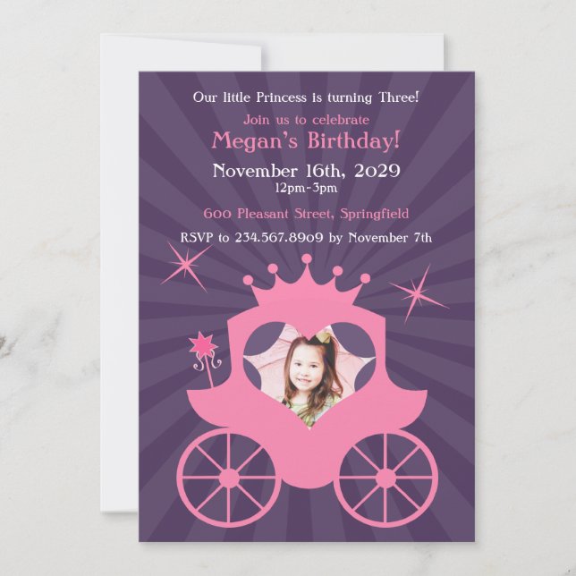 Princess Photo Invitation Anniversaire (Devant)