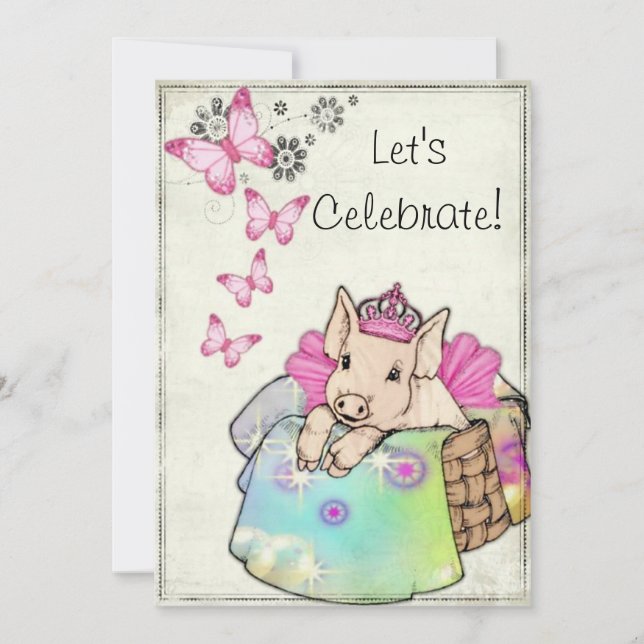Princess Piggy in a Blanket Invitation (Front)