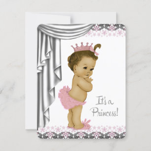 Princess Pink and Grey Baby Girl Shower Invitation