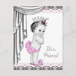 Princess Pink and Grey Baby Girl Shower Invitation