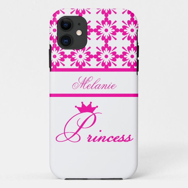 Princess-Pink and White+Personalize Name Case-Mate iPhone Case (Back)