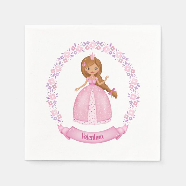 Princess Pink Cute Personalized Napkin (Front)