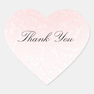 Princess Pink Damask Storybook Elegant Wedding Heart Sticker