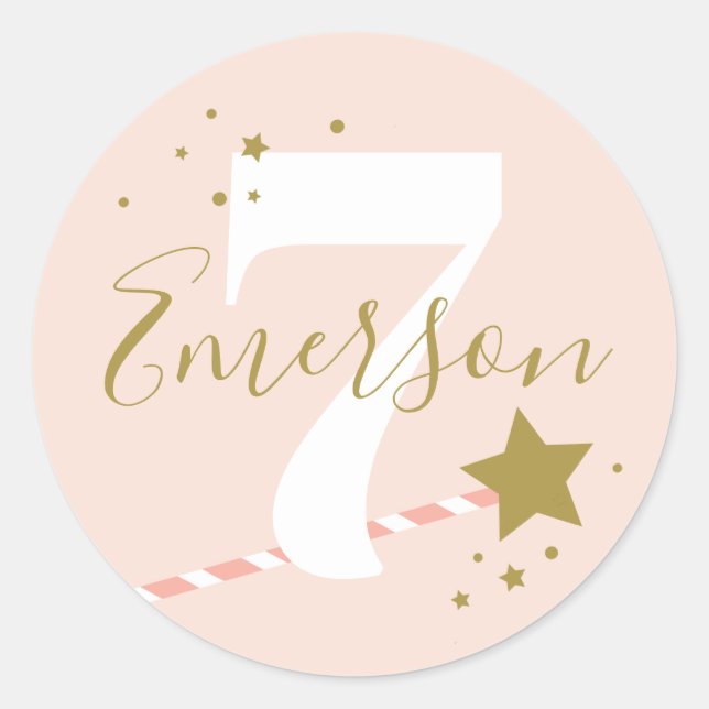 Princess Pink Girls Birthday Party Classic Round Sticker (Front)
