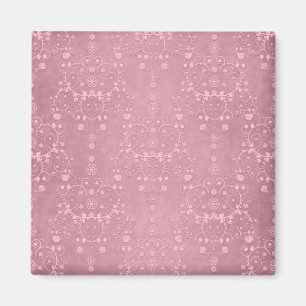 Princess Pink Girly Floral Damask Pattern Magnet