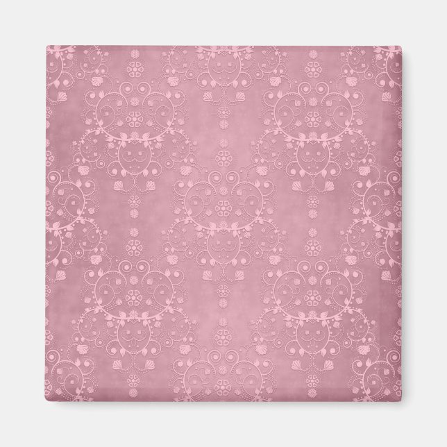 Princess Pink Girly Floral Damask Pattern Magnet (Front)