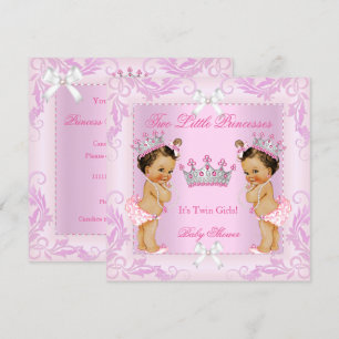 Princess Pink Pearls Twin Baby Shower Tiara BR Invitation