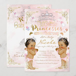 Princess Pink Sparkle Twin Girls Baby Shower Invitation