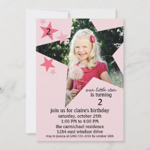 Princess Pink Superstar Photo Birthday Party Invitation