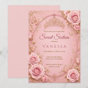 Princess Pink sweet 16 Invitation