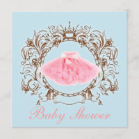 Princess Pink tutu Girl Baby Shower Invitation
