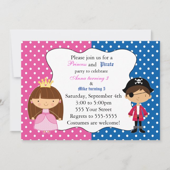 Princess Pirate Invitation Kids Birthday Party (Front)