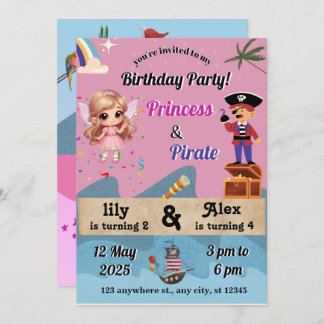 princess & pirate invitations