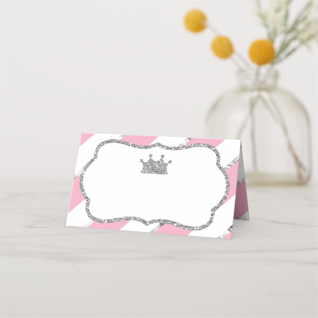 Princess Place Cards, Food Cards, Faux Gold Place Card (Front)