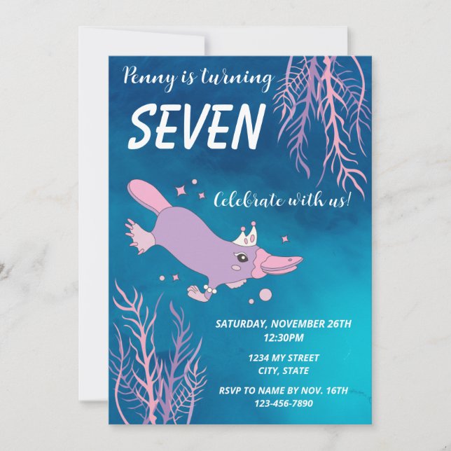 Princess Platypus Invitation d'anniversaire (Devant)