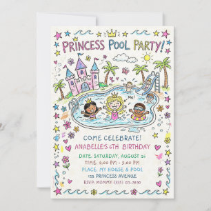 Princess Pool Party Invitation
