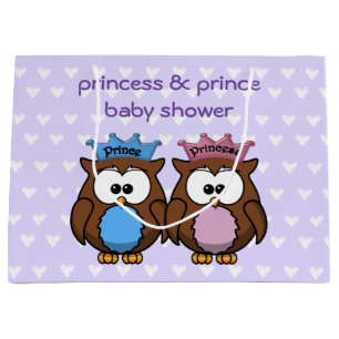 princess & prince owl baby shower gift bag
