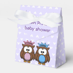 princess & prince owl favour box for a baby shower