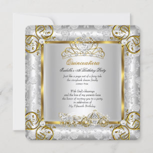 Princess Quinceanera 15th Birthday Gold Silver Invitation