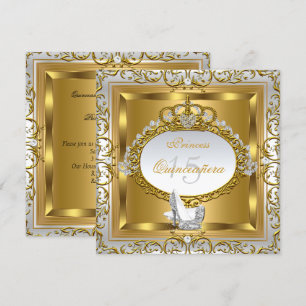 Princess Quinceanera Elite Elegant Gold High Heels Invitation