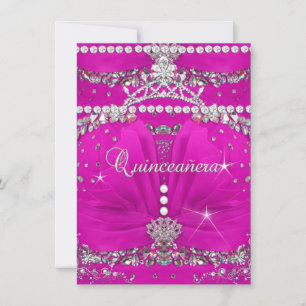 Princess Quinceanera Pink Bejewelled Dress Invitation