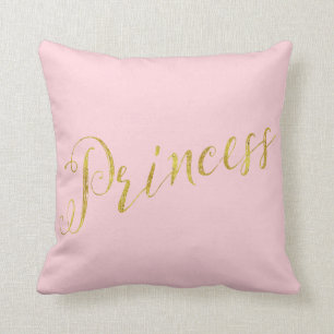 Princess Quote Faux Gold Foil Glitter Background Throw Pillow