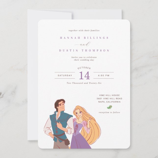 Princess Rapunzel & Flynn Rider Wedding Invitation (Front)