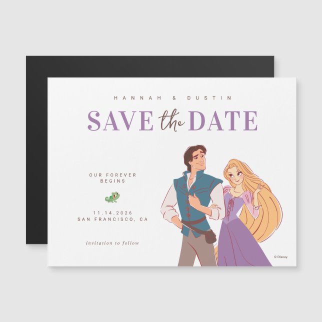 Princess Rapunzel & Flynn Save the Date Magnetic Invitation (Front/Back)