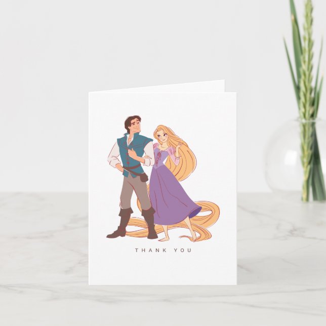 Princess Rapunzel & Flynn Wedding Thank You Card (Front)