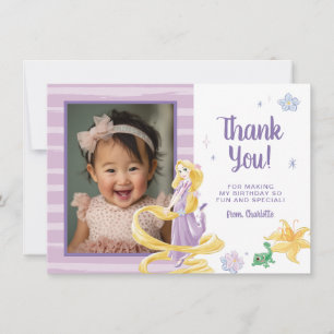 Princess Rapunzel Watercolor Birthday Thank You Card