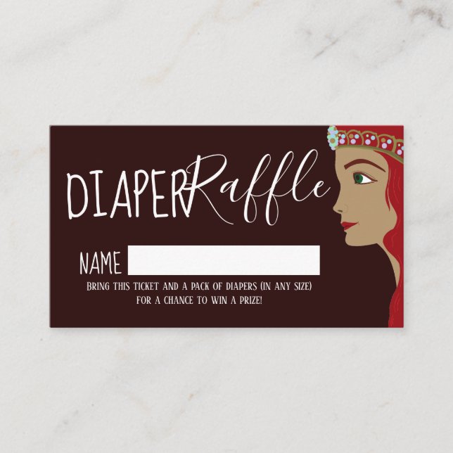 Princess Red Baby Shower Diaper Raffle Ticket Enclosure Card (Front)