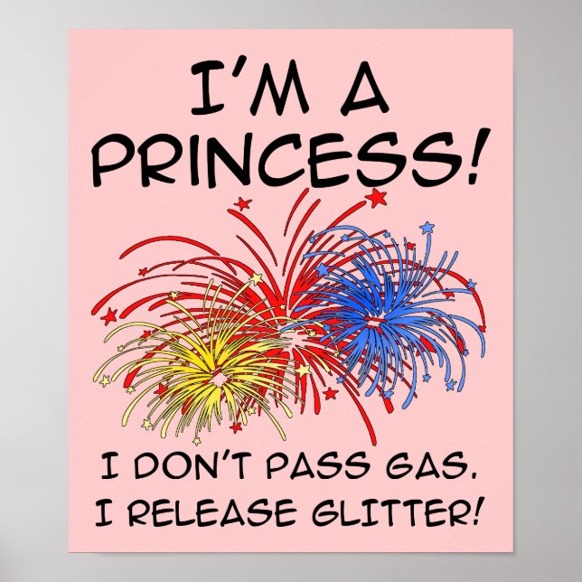 Princess Release Glitter Funny Poster Sign (Front)
