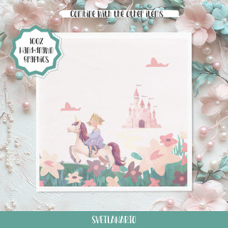 Princess Riding Unicorn Paper Napkins