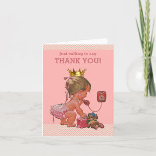 Princess Ringing To Say Thank You Baby Shower Card