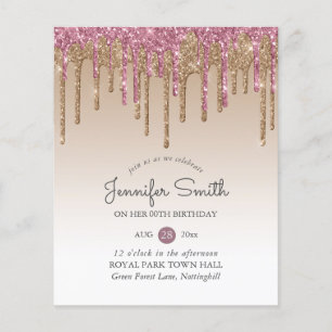 Princess ROSE PINK GOLD Drip Glitter ANY BIRTHDAY