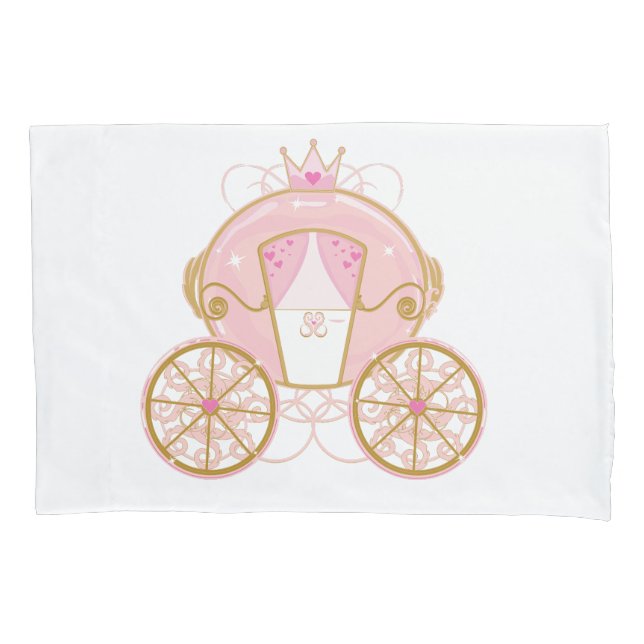 Princess Royal Carriage Pink & Gold Personalized Pillowcase (Front)